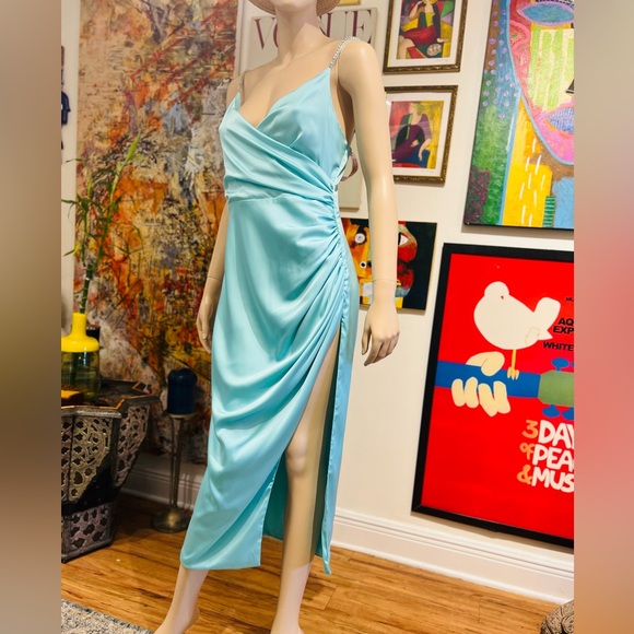 NWT Oh Polly Midi open side wrap Dress Size 10 polyester and elastane blend - Picture 4 of 13